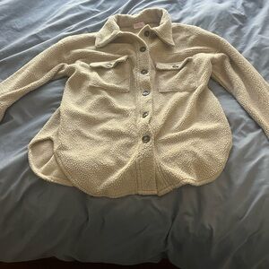 Tan Sherpa Shirt Jacket